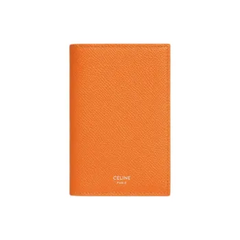 CELINE Calfskin Card Holder Unisex Orange