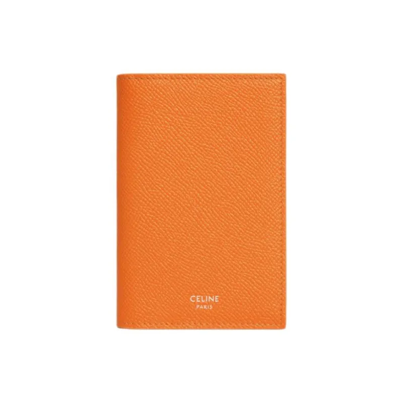 CELINE Calfskin Card Holder Unisex Orange-0