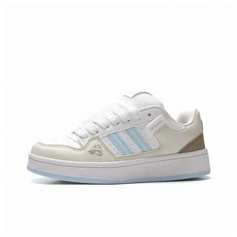 KAAVER OTTO Abrasion Resistant Breathable Low Top Skateboard Shoes Women's Beige Blue-2