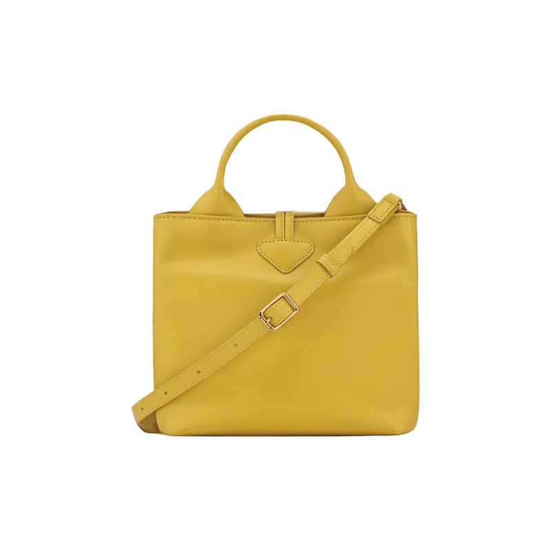 LONGCHAMP Le Roseau Cow Leather Handbag Small Size Women's Raw Ginger Yellow-2