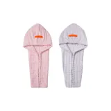 [2 Pack-7A Antibacterial Wide Tail Hair Drying Caps]Soft Light Pink+Latte Gray