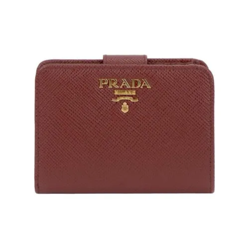 PRADA Cow Leather Wallet Women's Red