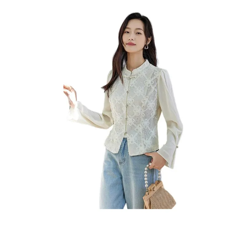 OUNIXUE Shirts Women's Apricot-2