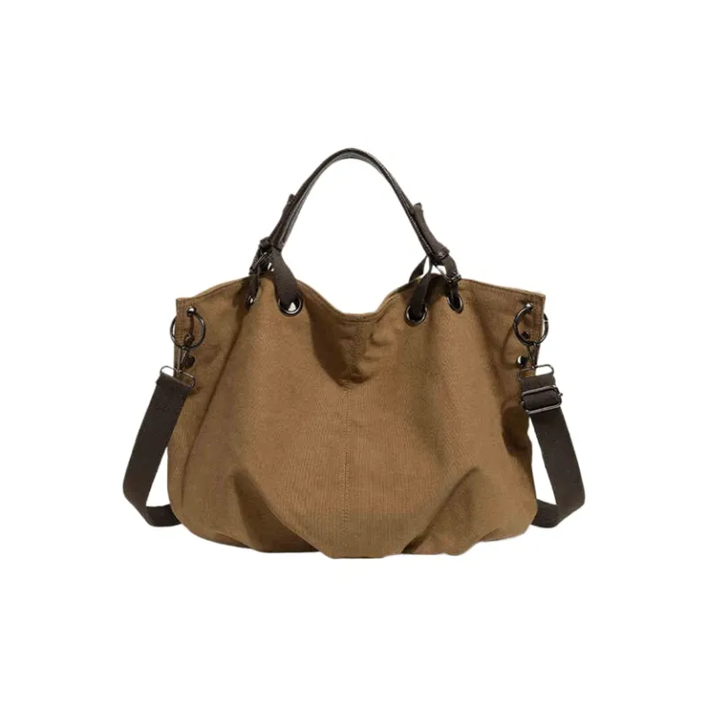 Yalu Polyester Tote Bag, Shoulder Bag, Crossbody Bag, Handbag Unisex Black/Brown-6