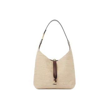 Chloe Marcie Cotton With Polyamide Handbag, Shoulder Bag Trumpets Women's Beige & Dark Brown