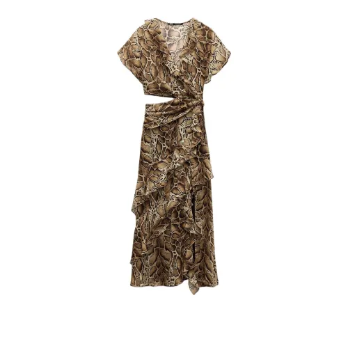ZARA Short-Sleeved Dresses Women's Leopard Print