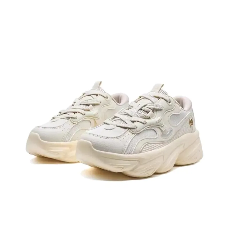 XTEP Anti-Slip And Wear-Resistant Breathable Low-Top Chunky Sneakers Women's White Sand Gray-2