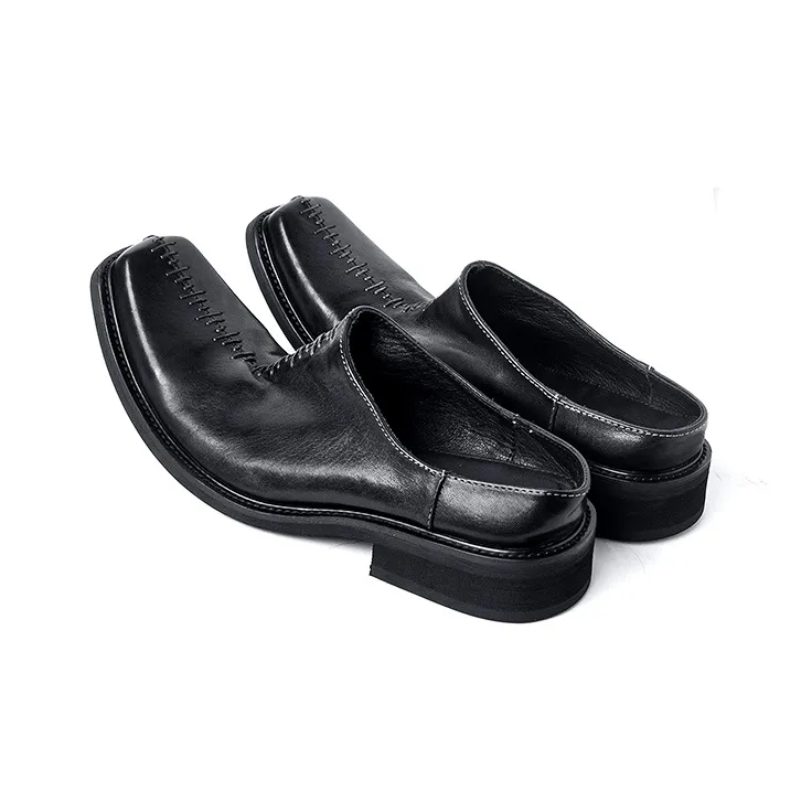 HUANXIANGZHE Composite Sole Abrasion-Resistant Wrap-toe Slippers Unisex Black-3