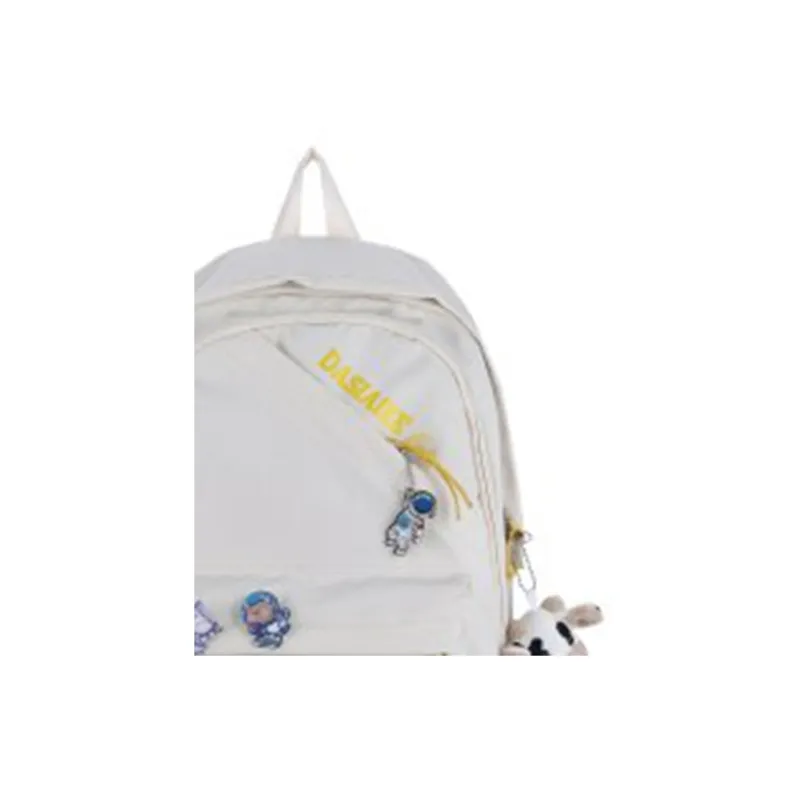 OURFUN Nylon Backpack Regular Unisex White/Black/Pink-3