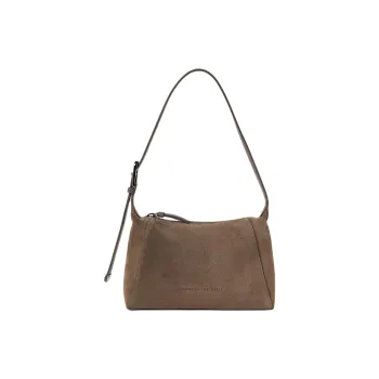 Brunello Cucinelli Suede Shoulder Bag Women's Taupe Gray