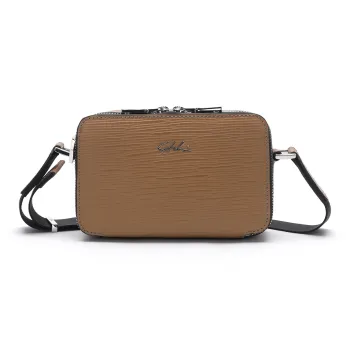 Satchi Cow Leather With Fabric Crossbody Bag Regular Men's Yellow Brown/Black