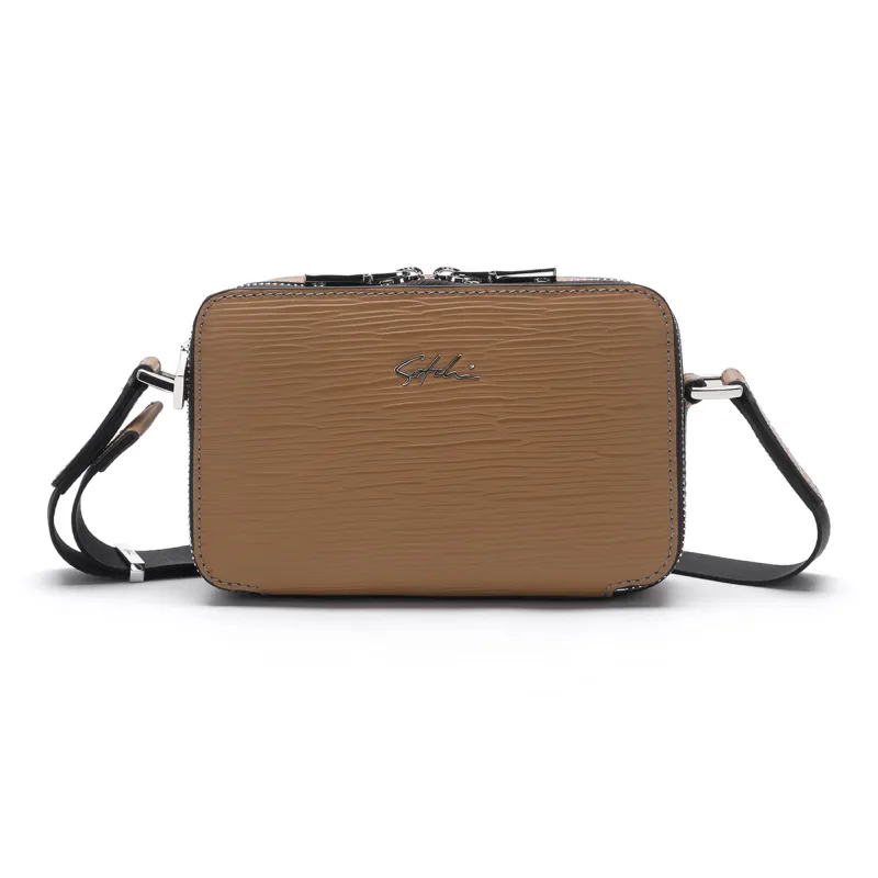 Satchi Cow Leather With Fabric Crossbody Bag Regular Men's Yellow Brown/Black-0