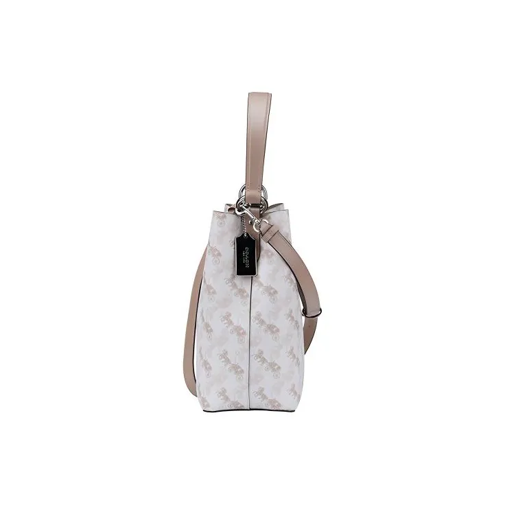 COACH Town Pebbled Leather Crossbody Bucket Bag, One Shoulder Bag Medium Size Women's Pink-1