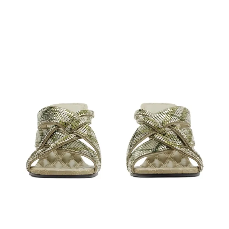Burberry Slide Slippers 9cm Women's Green-2