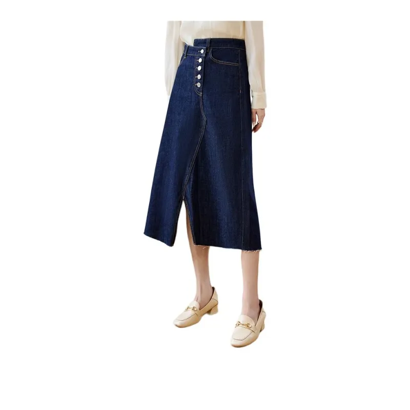 She Enjoys Casual Long Skirts Women's Blue-2