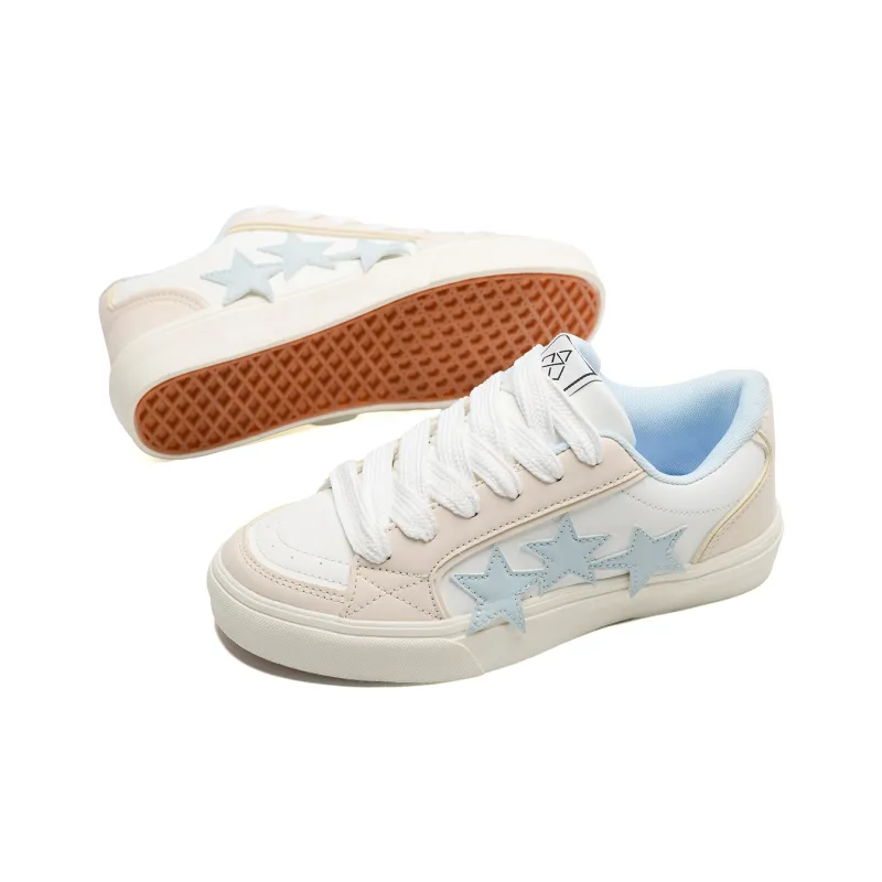 Anime Story Slip Resistant, Abrasion Resistant, Lightweight, Breathable Low Top Skateboard Shoes Unisex White Blue-6