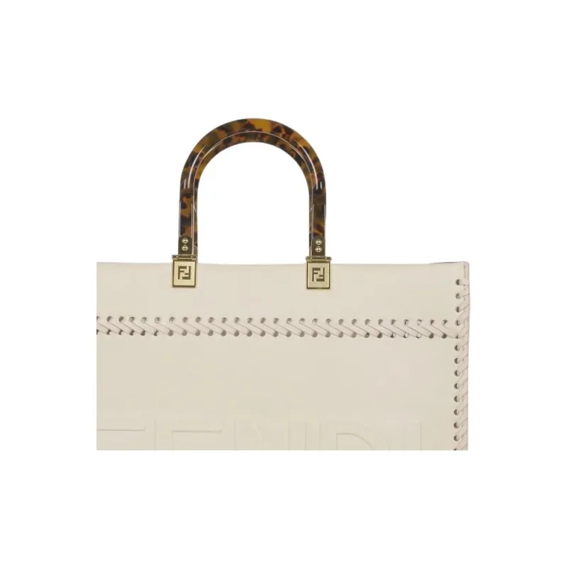 FENDI Calfskin Tote Bag, Shopping Bag, Shoulder Bag, Handbag Women's Ivory White-5