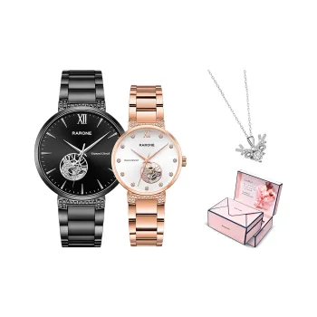 RARONE Couple Collection Deer Mechanical Movement Stainless Steel Watchband Watch Unisex White Dial