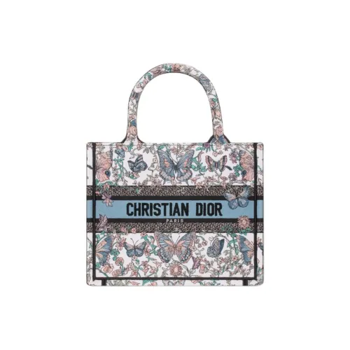DIOR BookTote Cotton Tote Bag, Shopping Bag, Handbag Trumpets Women's White & Blue