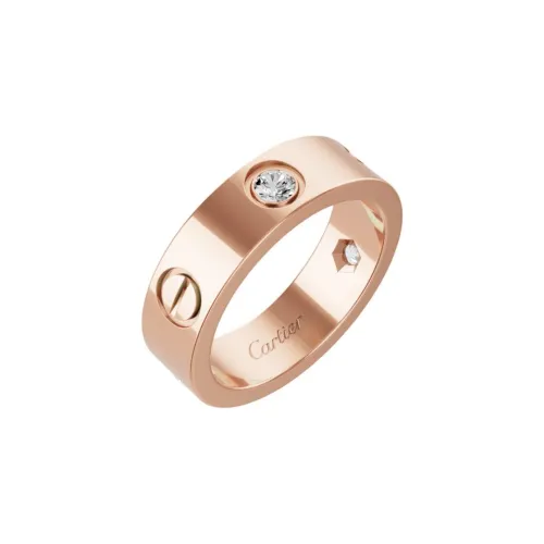 CARTIER 18K Rose Gold Diamond Rings Unisex Pink Gold