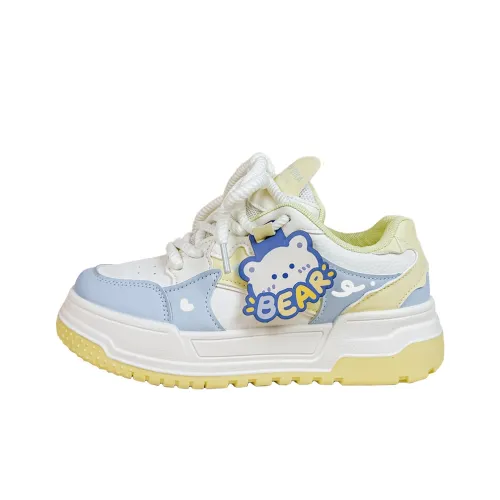 A&M Low-Top Skateboard Shoes Women's White Blue