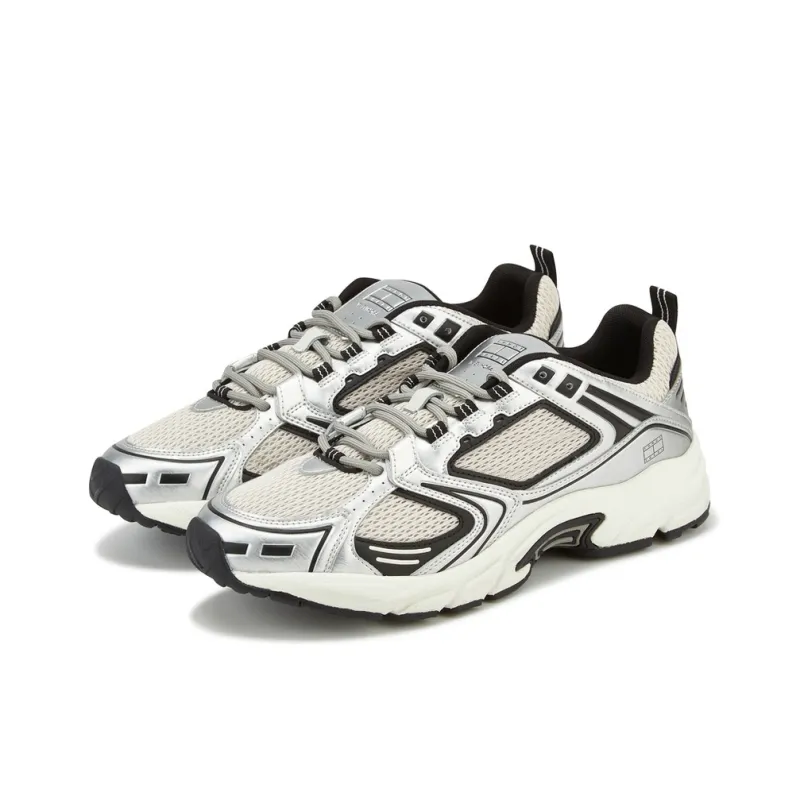 Tommy Hilfiger Breathable Height Increase Low Top Chunky Sneakers Men's Silver Gray-0