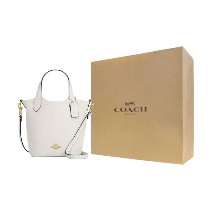COACH Hanna Cow Leather Bucket Bags One Shoulder Handbags Small Size Women's Chalk White-6