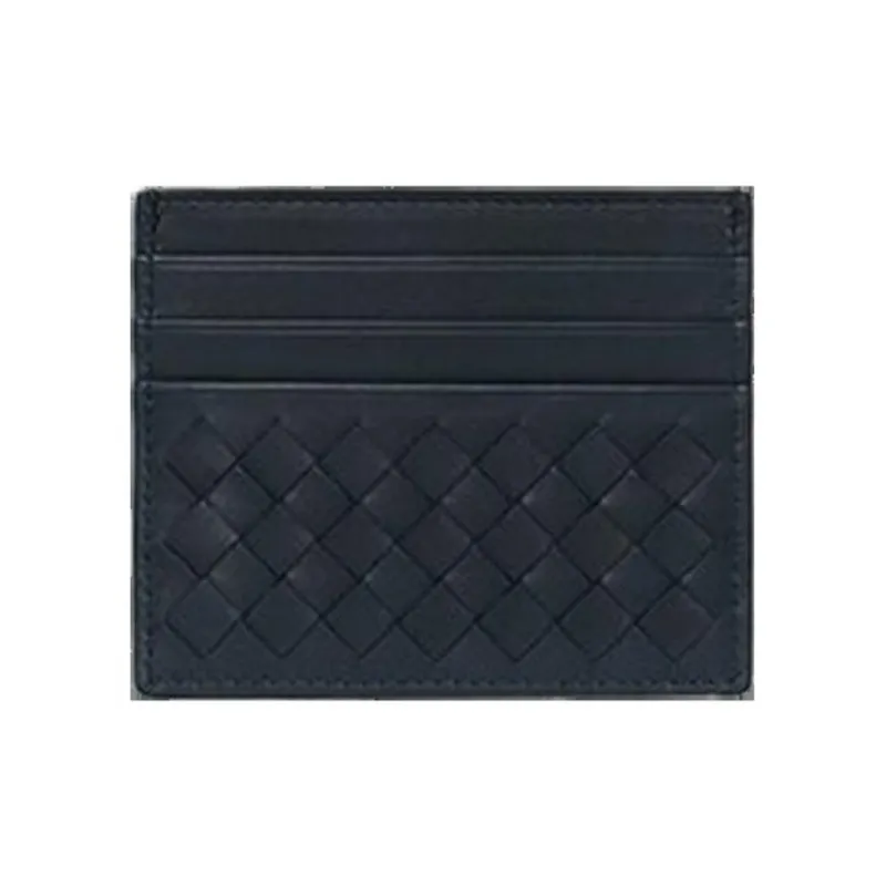Bottega Veneta Leather Card Holder Unisex Midnight Blue-0