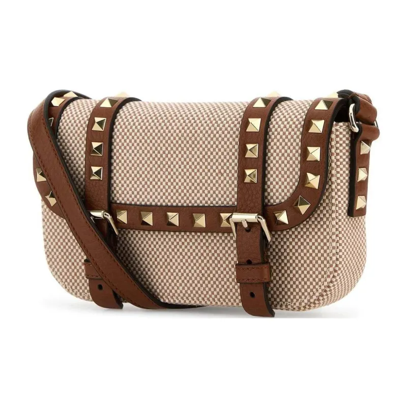 Valentino Canvas Bag Crossbody Bag Shoulder Bag Women's Beige-1