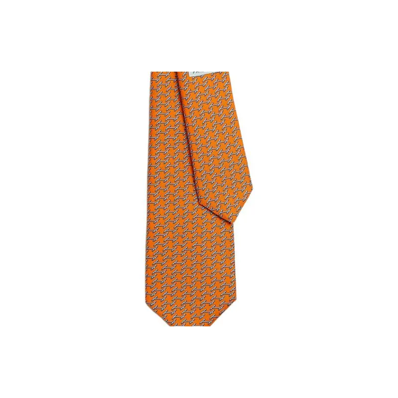 HERMES Mulberry Silk Ties Men's Orange-1
