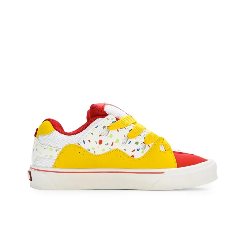 GLO BULL Anti-Slip And Wear-Resistant Breathable Low-Top Skateboard Shoes Unisex White Yellow-1