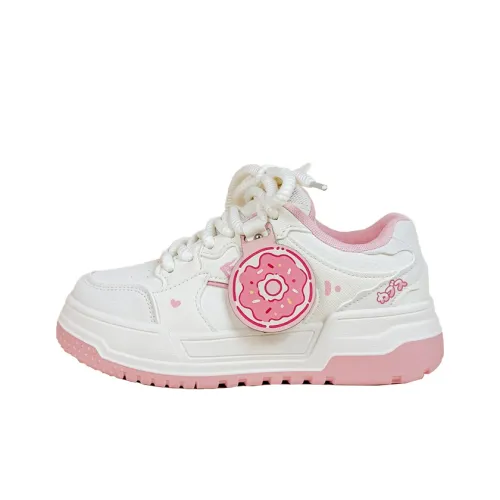 A&M Anti-Slip Wear-Resistant Low-Top Skateboard Shoes Women's White Pink