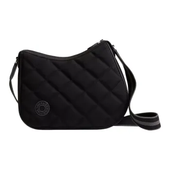 HERMES Horseback Woolycot Canvas With Swift Calfskin Crossbody Bag Shoulder Bag Unisex Black With Stone Ink