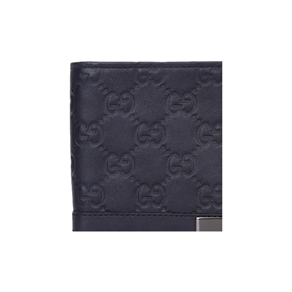 GUCCI Leather Wallet Men's Dark Blue/Navy Blue-4