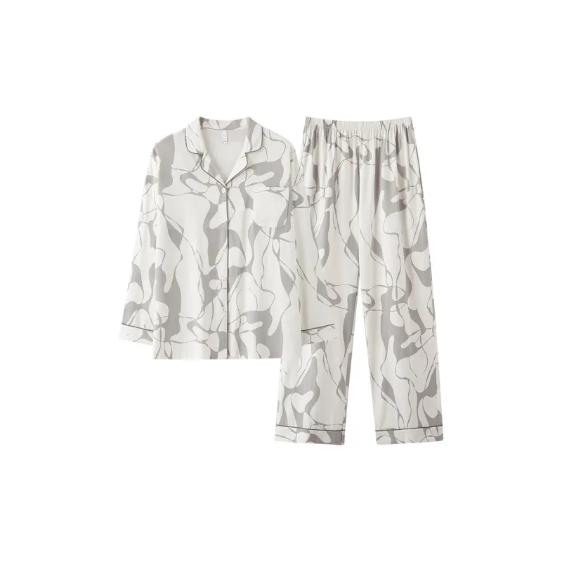 WANANNI Pajama Set Women's Gray White-0
