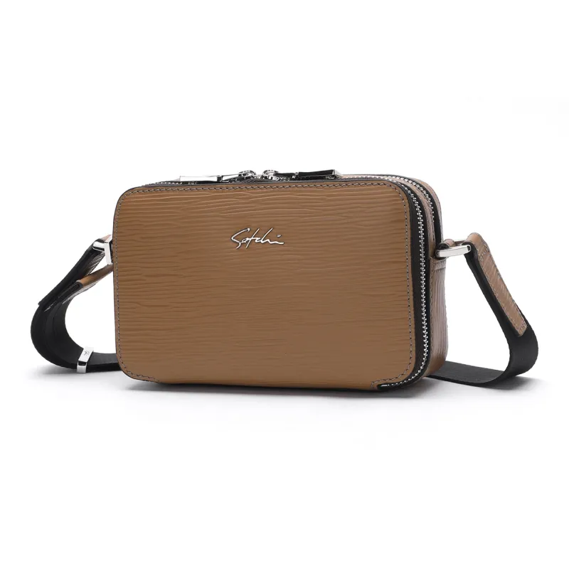 Satchi Cow Leather With Fabric Crossbody Bag Regular Men's Yellow Brown/Black-1