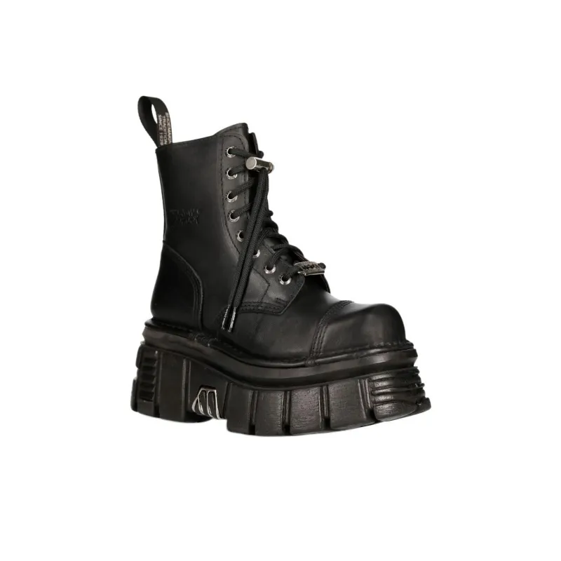 NEW ROCK METALLIC Ankle Boots Unisex Black-3