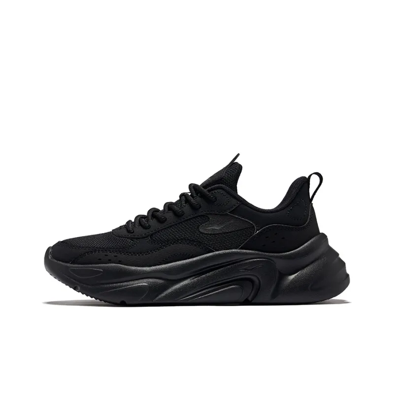 Erke Stretch Walk Durable Breathable Low-Top Casual Shoes Women's Jet Black-0