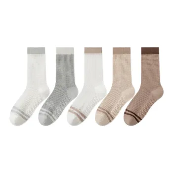 H YXIANG Mid Calf Socks Women's 5 Pack Mixed Color