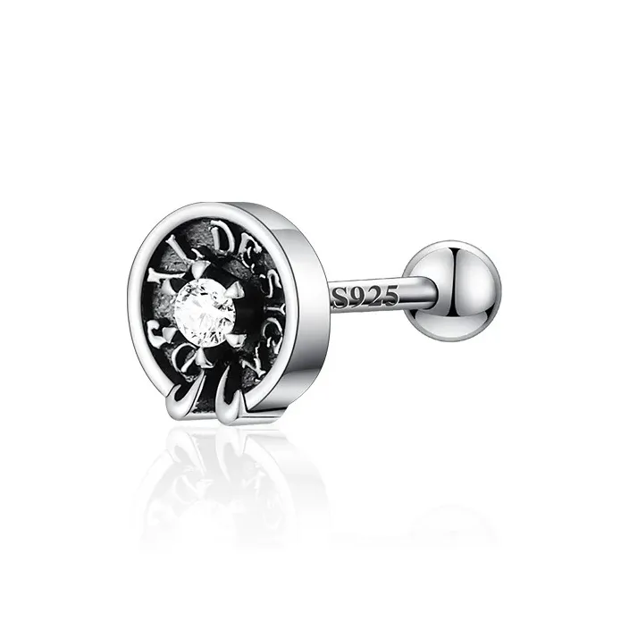 GUDUD S925 Silver Stud Earrings Men's-0