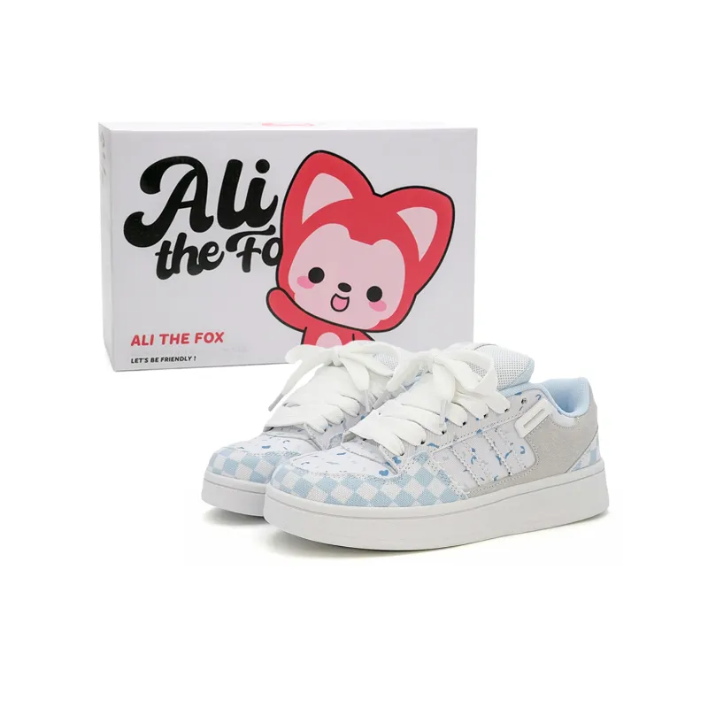 ALI THE FOX Coverage Anti-Slip Wear-Resistant Lightweight Breathable Low-Top Skateboard Shoes Women's Blue Cranberry-0