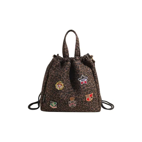 SEVENMOONS Canvas Backpack Unisex Leopard Print