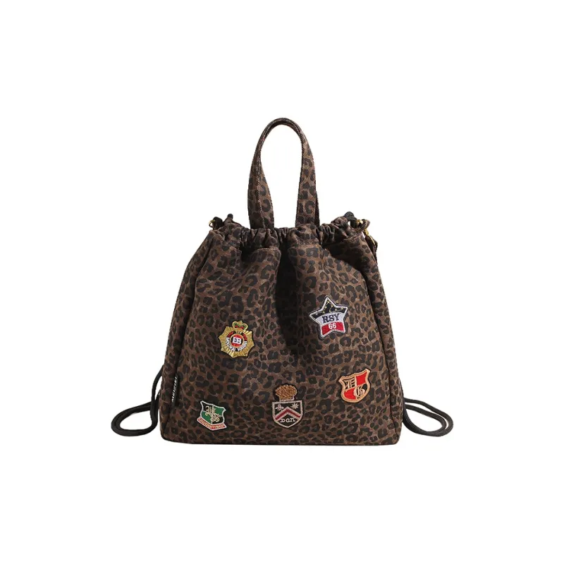SEVENMOONS Canvas Backpack Unisex Leopard Print-3