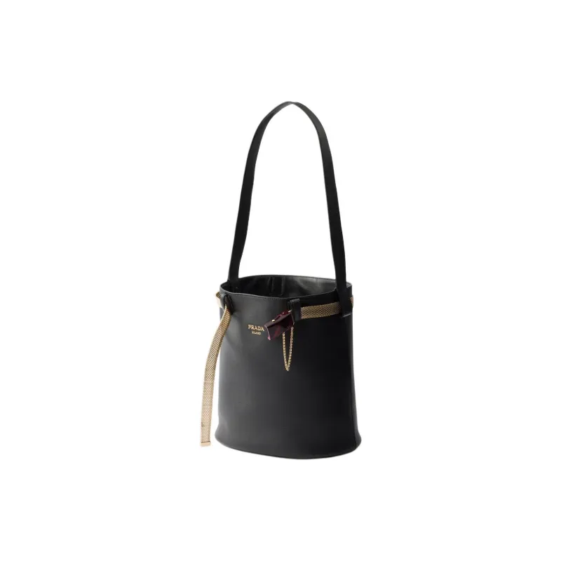 PRADA Cow Leather Shoulder Bag Women's Black-1