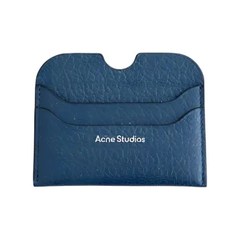Acne Studios Leather Card Holder Large Size Women's Denim Blue