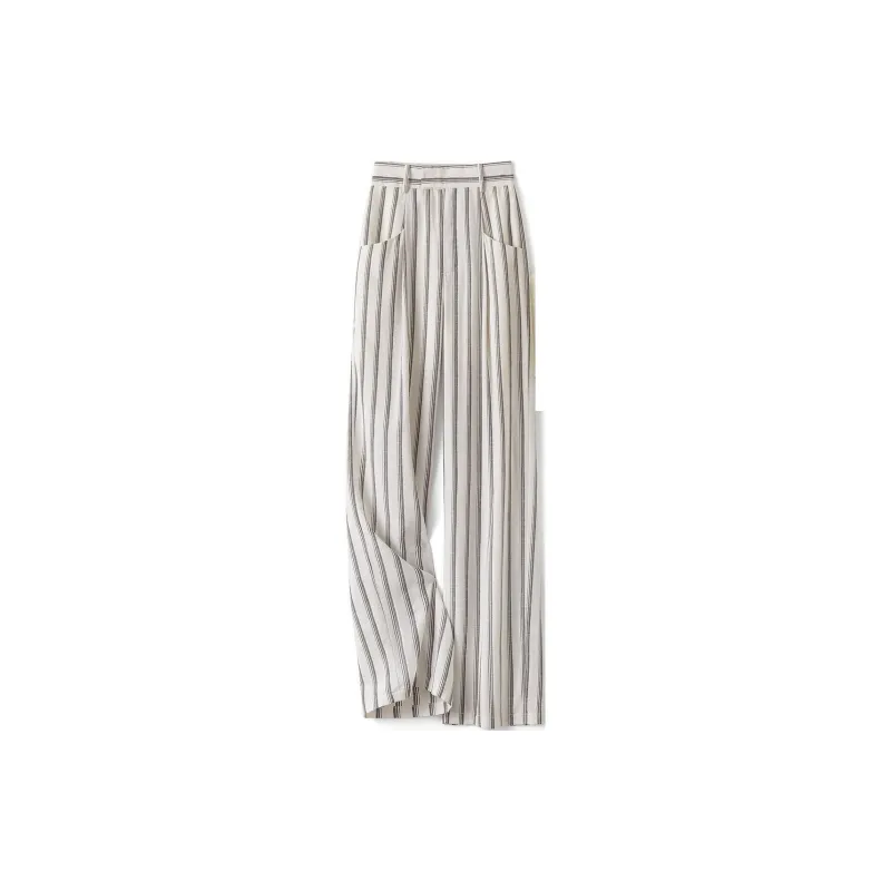 IHIMI Casual Pants Women's White Stripes-1