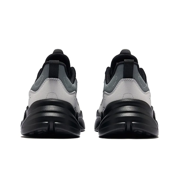 Erke Wear Resistant Breathable Slip Resistant Low Top Casual Shoes Men's Jet Black Mist Gray-3