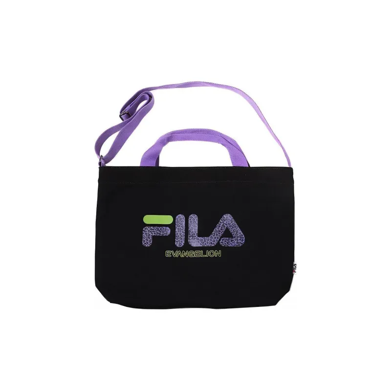 FILA Cotton Tote Bag Shopping Bag Handbag Shoulder Bag Regular Unisex Black-0