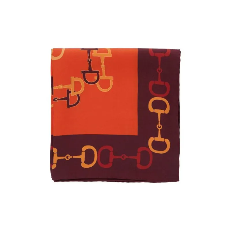 GUCCI Silk Silk Scarves Women's Red-1