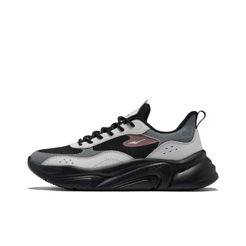Erke Wear Resistant Breathable Slip Resistant Low Top Casual Shoes Men's Jet Black Mist Gray